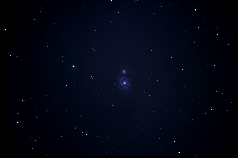 Спиральная  галактика  М51 "Водоворот" в созвездии  Гончие  Псы.