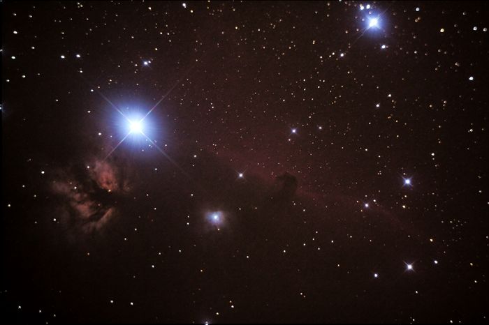 Туманность  NGC 2024 "Пламя", туманность  NGC 2023, туманность IC 434  и  туманность В33 "Конская голова" в  созвездии  Орион