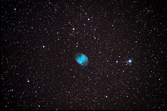 Планетарная  туманность М 27  "Гантель" в созвездии  Лисичка