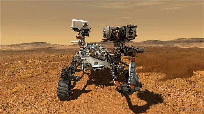 Аппарат NASA "Perseverance" (Настойчивость) на поверхности планеты Марс. Посадка была произведена 18 февраля