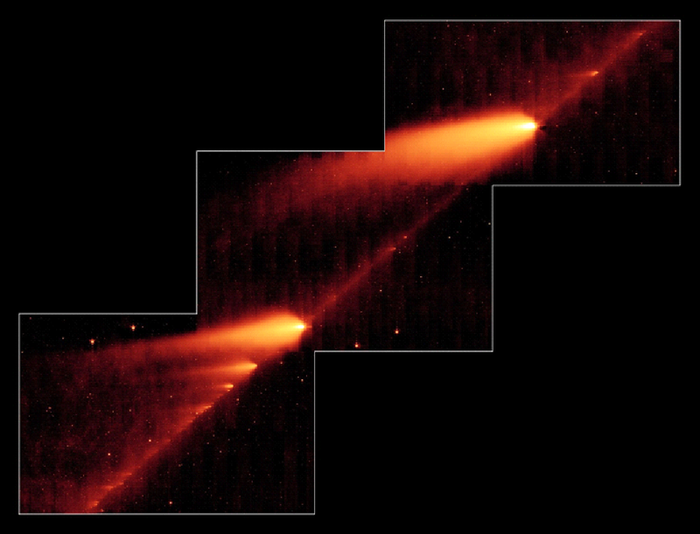 Распад кометы 73P/Швассмана — Вахмана. Фото с космического телескопа Спитцер. 2006 год.