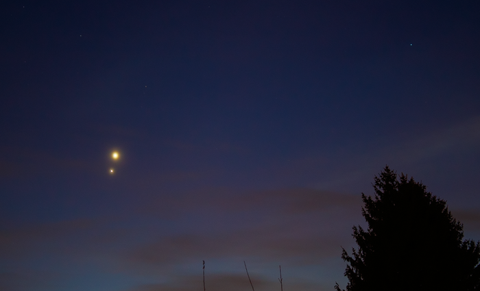 Максимальное сближение планет Венера и Юпитер. 2 марта 2023 года. Ратомка. Минский район. 