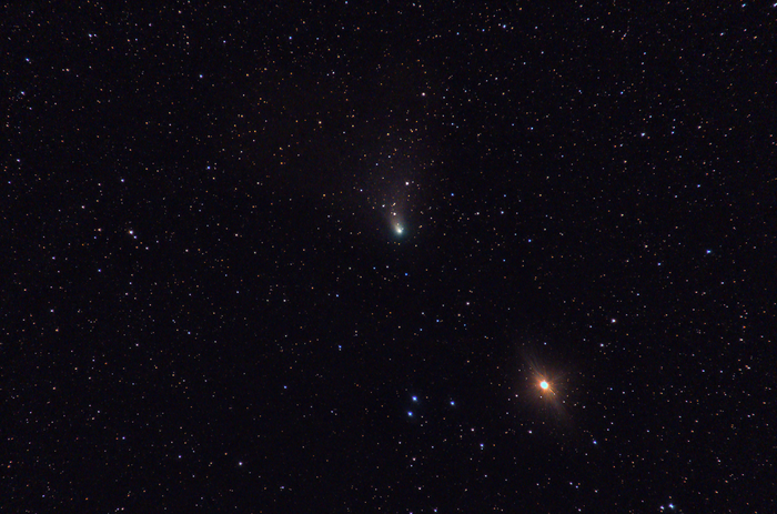 Комета С/2022 Е3 "ZTF" и звезда Альдебаран. 14.02.2023 года. Ратомка. Пригород Минска.
