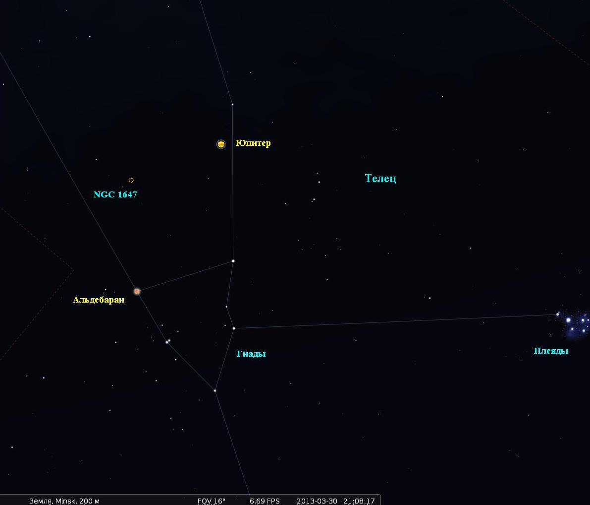 Астрономические наблюдения в марте  2013 года